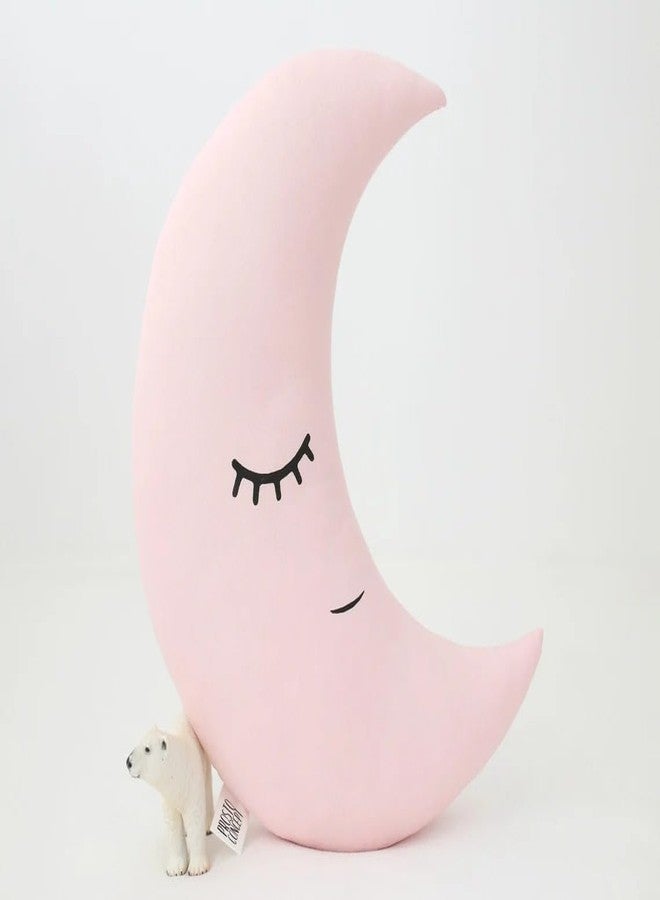 HAPPY BRO Pink Moon Shaped Pillow Super Soft Plush Cushion for Kids, Baby Nursery Bedroom Décor & Gifting - Image 2